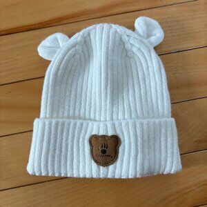 BearPaw Baby Kids Hat with Cute Ears White Size 12-24 months Ribbed